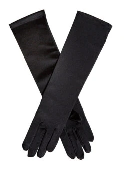 Women's Long Below-Elbow Satin Gloves -Dents 6 2102Black