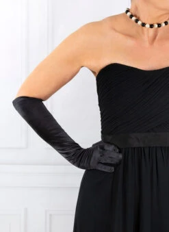 Women's Long Below-Elbow Satin Gloves With Buttons -Dents 6 2107 black 2 922e0f8b c561 4df2 a689 a4217b28158e