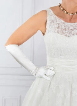 Women's Long Below-Elbow Satin Gloves With Buttons -Dents 6 2107 ivory 312cd5e7 9e97 4ef7 9b92 54ad244da080