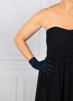 Women's Three-Point Matt Satin Gloves -Dents 6 2119 navy