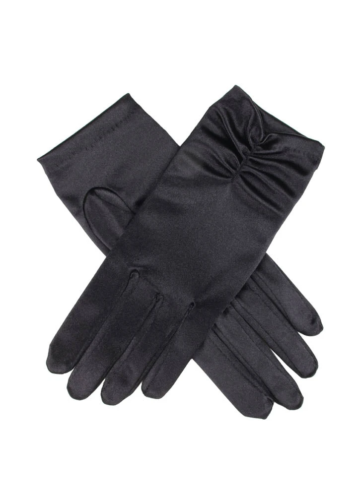 Women's Ruched Satin Gloves 3 Women's Ruched Satin Gloves