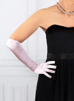 Women's Long Above-Elbow Satin Gloves -Dents 6 2181 pink 20 2
