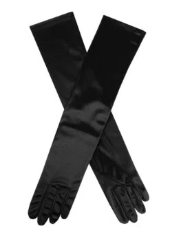 Women's Long Above-Elbow Satin Gloves -Dents 6 2181Black
