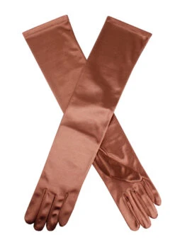 Women's Long Above-Elbow Satin Gloves -Dents 6 2181Bronze