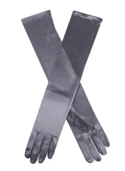 Women's Long Above-Elbow Satin Gloves -Dents 6 2181Pewter