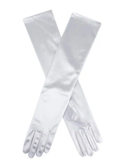 Women's Long Above-Elbow Satin Gloves -Dents 6 2181SilverGrey