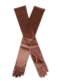 Women's Long Opera Satin Gloves -Dents 6 2182Bronze