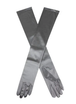 Women's Long Opera Satin Gloves -Dents 6 2182Pewter