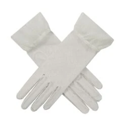 Women’s Tulle Gloves With Frilled Cuff -Dents 6 2240 Ivory 1