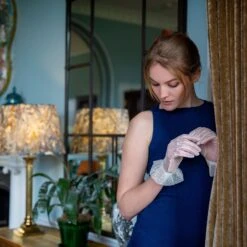 Women’s Tulle Gloves With Frilled Cuff -Dents 6 2240Ivory 2