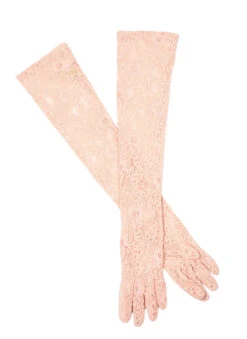 Women's Long Opera Lace Gloves -Dents 6 2268Blush
