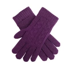 Women's Cable Knit Gloves -Dents 6 3186 Amethyst