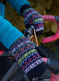 Women’s Jacquard Multi-Colour Fair Isle Knitted Mittens -Dents 6 3266 Black c4bee264 4872 49c1 b32e 96cac8fe5869