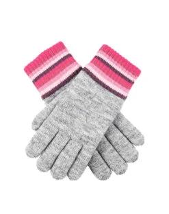 Women’s Knitted Gloves With Neon Striped Cuffs 8 Women’s Knitted Gloves With Neon Striped Cuffs -Dents 6 3268 Dove Grey