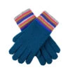 Women’s Knitted Gloves With Neon Striped Cuffs -Dents 6 3268 Teal