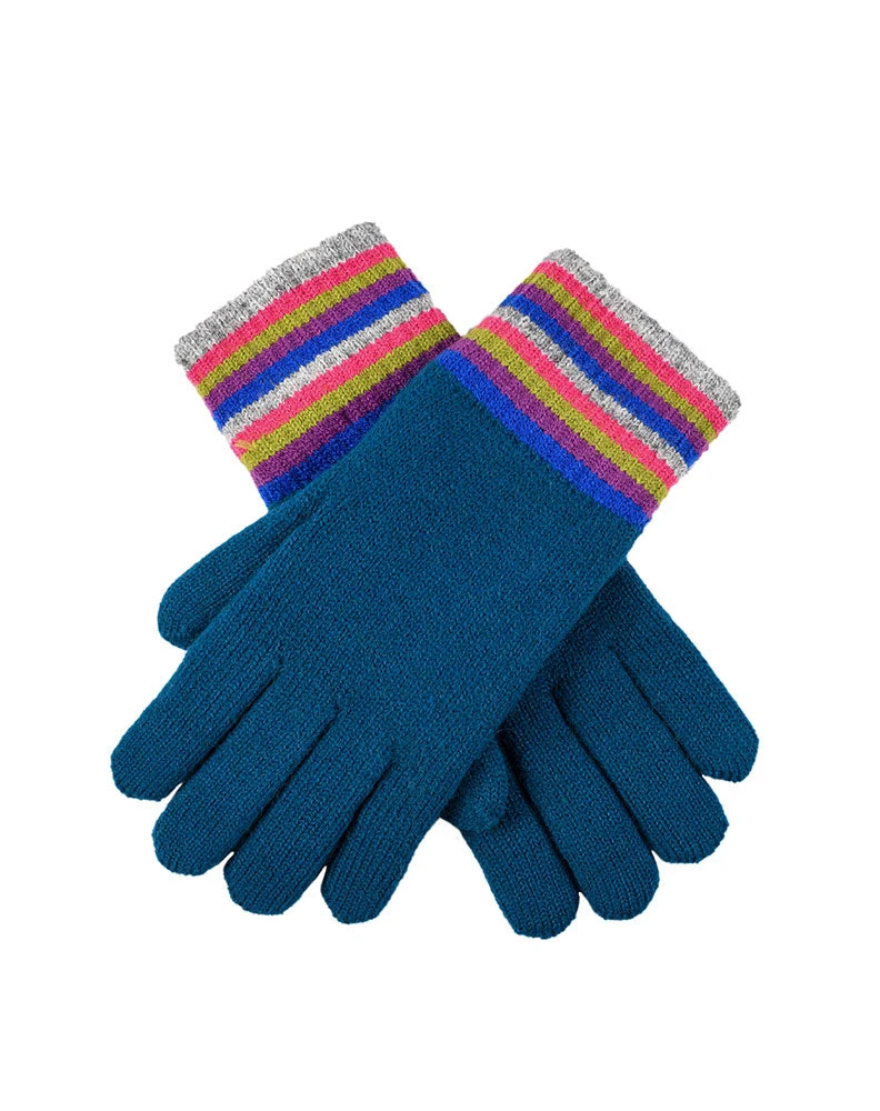 Women’s Knitted Gloves With Neon Striped Cuffs 3 Women’s Knitted Gloves With Neon Striped Cuffs