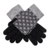 Women’s Jacquard Knitted Gloves With Hash Symbol Pattern -Dents 6 3275 Black Dove Grey