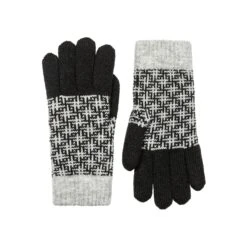 Women’s Jacquard Knitted Gloves With Hash Symbol Pattern -Dents 6 3275 Black Dove Grey 1