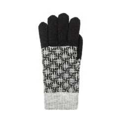 Women’s Jacquard Knitted Gloves With Hash Symbol Pattern -Dents 6 3275 Black Dove Grey 2