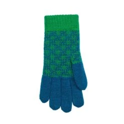Women’s Jacquard Knitted Gloves With Hash Symbol Pattern -Dents 6 3275 Teal Emerald 3