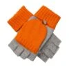 Women’s Two-Tone Fingerless Gloves With Mitten Flap -Dents 6 3276 Dove Grey Tangerine
