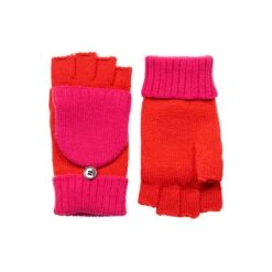 Women’s Two-Tone Fingerless Gloves With Mitten Flap -Dents 6 3276 Pink Berry 1