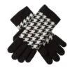 Women’s Jacquard Knitted Gloves With Dogtooth Pattern -Dents 6 3282 Black
