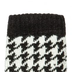 Women’s Jacquard Knitted Gloves With Dogtooth Pattern -Dents 6 3282 Black Winter White 5
