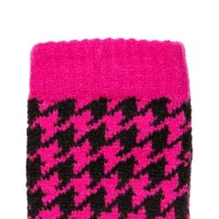 Women’s Jacquard Knitted Gloves With Dogtooth Pattern -Dents 6 3282 Fuchsia Black 5
