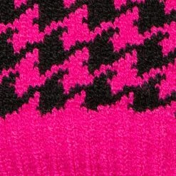 Women’s Jacquard Knitted Gloves With Dogtooth Pattern -Dents 6 3282 Fuchsia Black 7