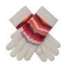 Women’s Jacquard Knitted Gloves With Contrasting Stripes -Dents 6 3283 Winter White