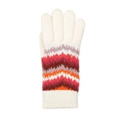 Women’s Jacquard Knitted Gloves With Contrasting Stripes -Dents 6 3283 Winter White 2