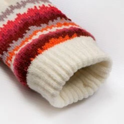 Women’s Jacquard Knitted Gloves With Contrasting Stripes -Dents 6 3283 Winter White 8