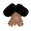 Women's Touchscreen Velour-Lined Faux Suede Gloves With Faux Fur Cuffs 2 Women's Touchscreen Velour-Lined Faux Suede Gloves With Faux Fur Cuffs -Dents 6 4264 Camel Black