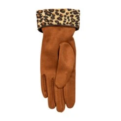 Women’s Touchscreen Velour-Lined Faux Suede Gloves With Faux Fur Leopard Print Cuffs 22 Women’s Touchscreen Velour-Lined Faux Suede Gloves With Faux Fur Leopard Print Cuffs -Dents 6 4276 Cognac 3