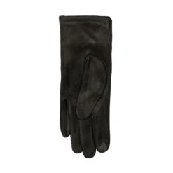 Women’s Touchscreen Velour-Lined Faux Suede Gloves With Contrast Trim And Bow -Dents 6 4278 Black Dove Grey 3
