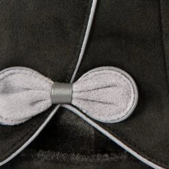 Women’s Touchscreen Velour-Lined Faux Suede Gloves With Contrast Trim And Bow -Dents 6 4278 Black Dove Grey 7