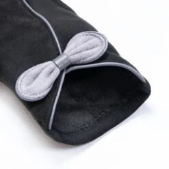 Women’s Touchscreen Velour-Lined Faux Suede Gloves With Contrast Trim And Bow -Dents 6 4278 Black Dove Grey 8