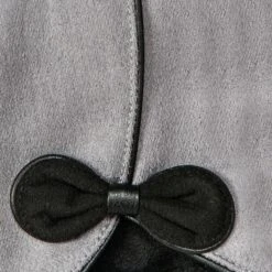 Women’s Touchscreen Velour-Lined Faux Suede Gloves With Contrast Trim And Bow -Dents 6 4278 Dove Grey 7