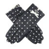 Women's Silk-Lined Leather Gloves With Polka Dot Design -Dents 7 0018 navy