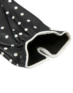 Women's Silk-Lined Leather Gloves With Polka Dot Design -Dents 7 0018 navy white 3