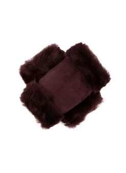 Women's Fingerless Sheepskin Mittens -Dents 7 1073 Aubergine