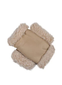 Women's Fingerless Sheepskin Mittens -Dents 7 1073 Biscuit