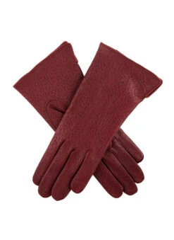 Women's Three-Point Lined Imitation Peccary Leather Gloves -Dents 7 1109 claret