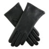 Women's Three-Point Cashmere-Lined Shorter Finger Leather Gloves -Dents 7 1134 Black