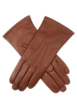 Women's Three-Point Cashmere-Lined Leather Gloves -Dents 7 1134 Cognac 2087020a 0d98 4408 97ca 21e7fa27ac36