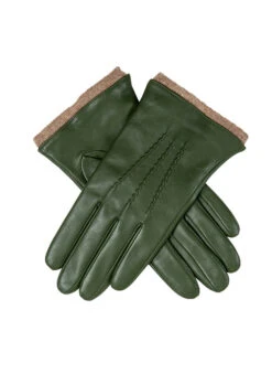 Womenâs Three-Point Wool-Lined Leather Gloves With Knitted Cuffs