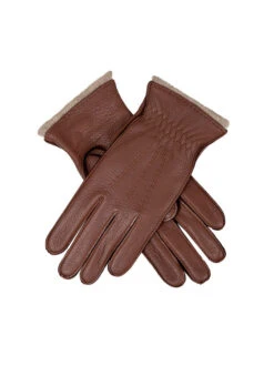 Womenâs Three-Point Cashmere-Lined Deerskin Leather Gloves With Cashmere Cuffs