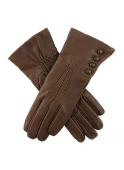 Women’s Touchscreen Three-Point Cashmere-Lined Leather Gloves With Buttons -Dents 7 2060 Mocca 4516a807 5087 4e0c a671 5bb7219562c0