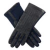 Women's Half Silk-Lined Leather And Elastane Gloves -Dents 7 2152 navy 31002578 7d52 4669 93f8 b6ef0c8e4203